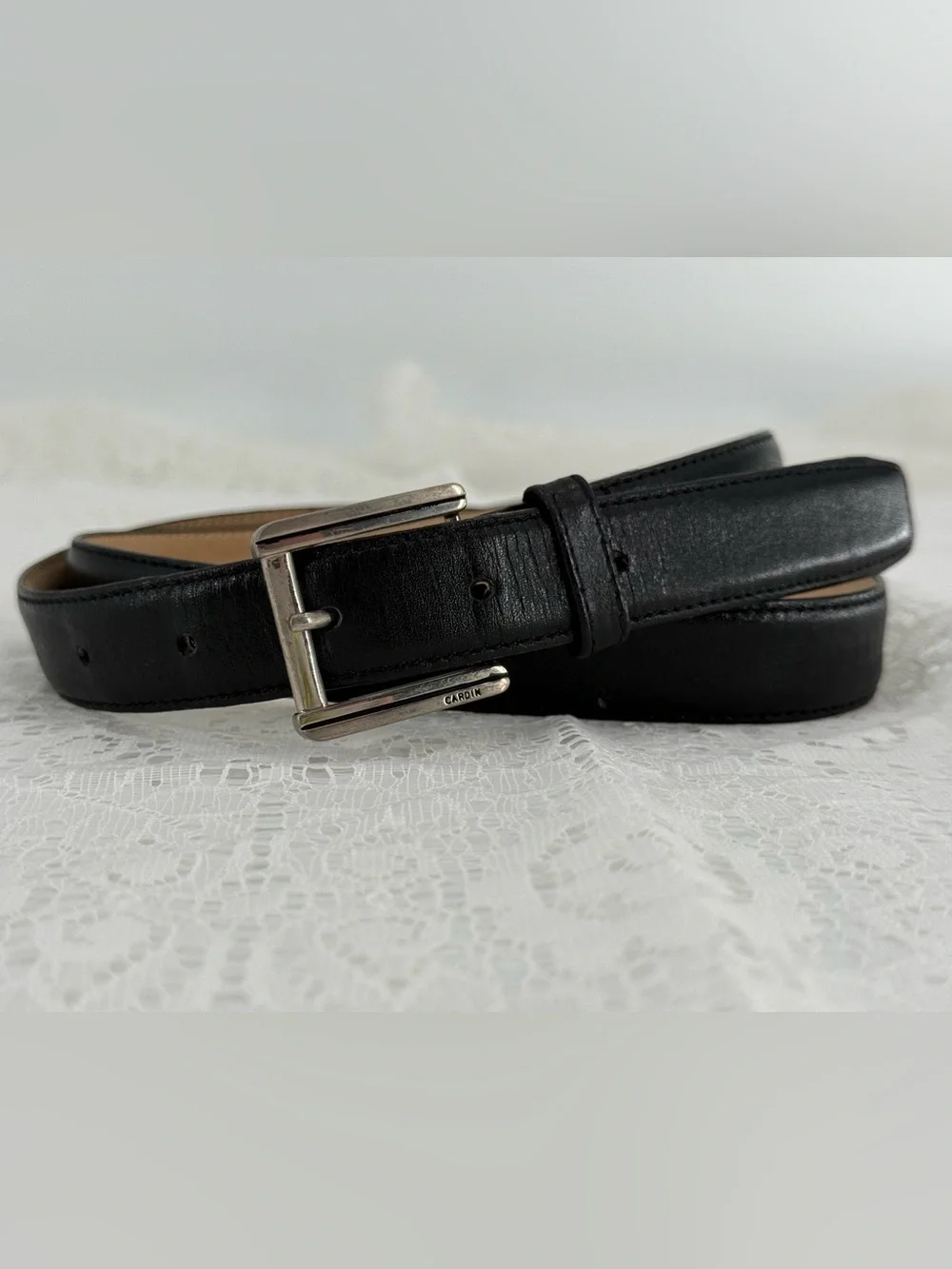 Pierre Cardin Vintage Black Leather Belt 38